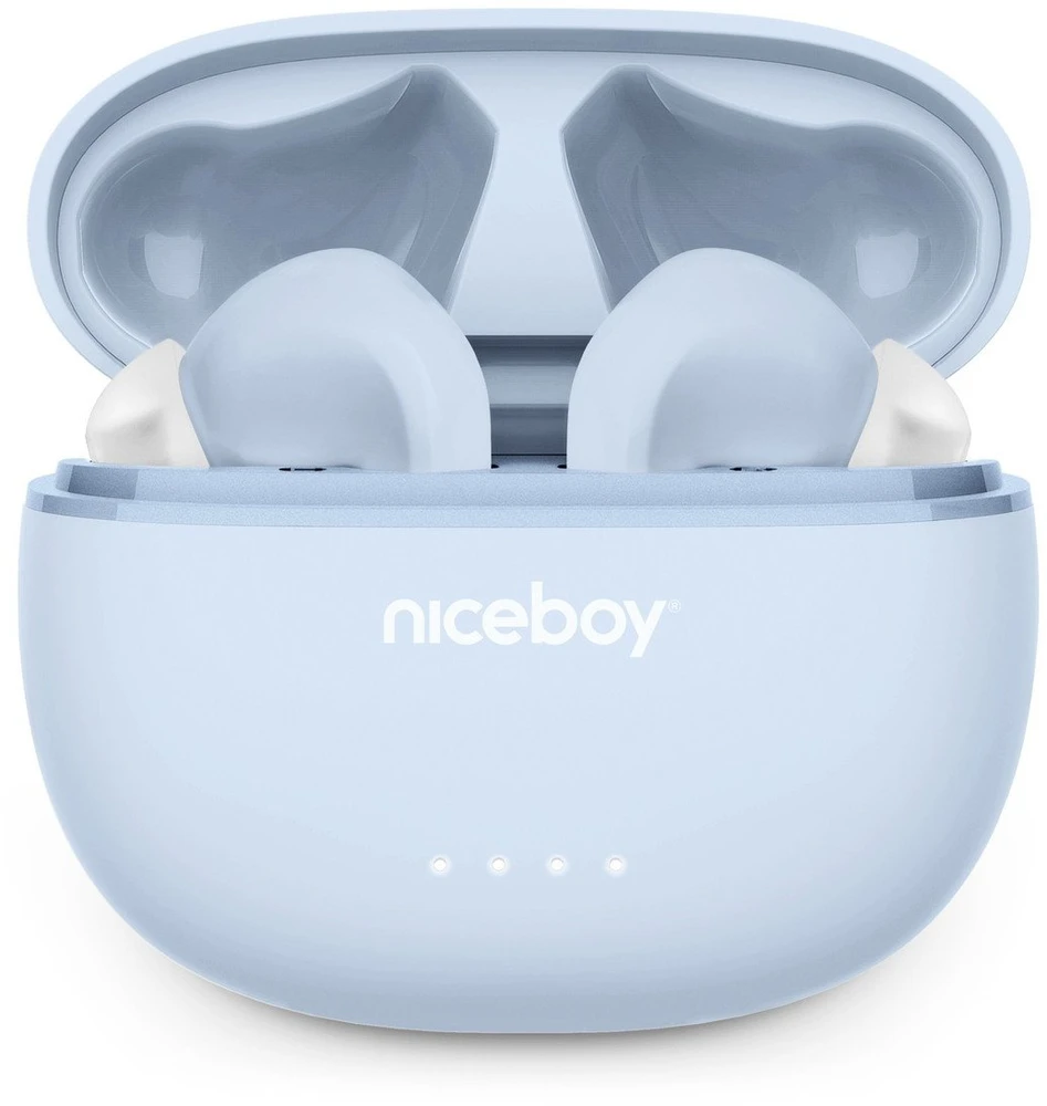 Ausinės Niceboy Niceboy Hive Pins 3 ANC pudros mėlyna iki 40h IPX4 korektorius programa
