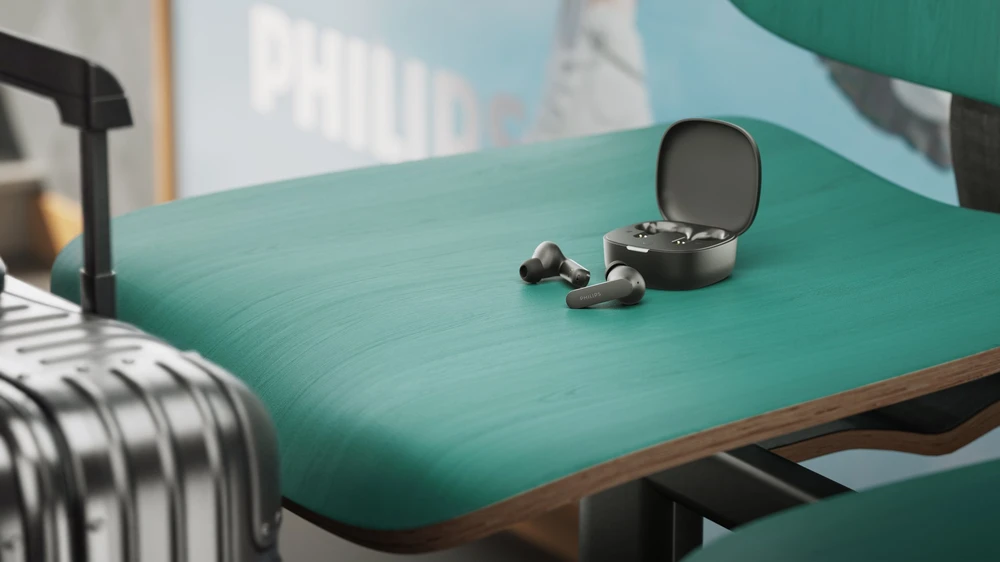 Tikros belaidės ausinės Philips, juodos