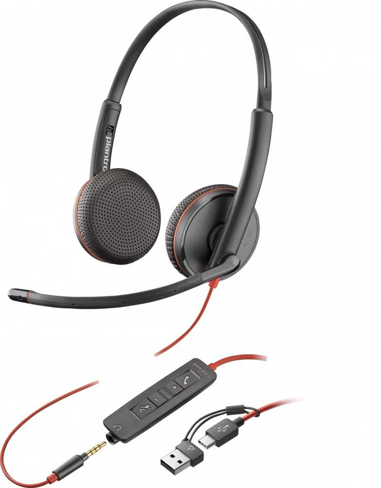 Hewlett Packard (HP) HP Poly Blackwire 3225 stereo USB-C Ausinės +3,5 mm kištukas + USB-C/A adapteris