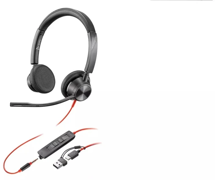 „Hewlett Packard“ (HP) „HP Poly Blackwire 3325“ stereofoninis „Microsoft Teams“ sertifikuotas USB-C Ausinės +3,5 mm kištukas + USB-C/A adapteris