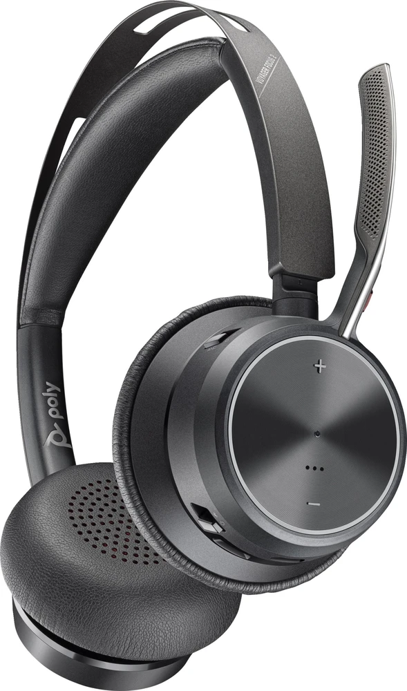 Poly Voyager Focus 2 Belaidės ausinės, Bluetooth, BT700 USB-C Adapteris, USB-C/A Adapteris, Juoda
