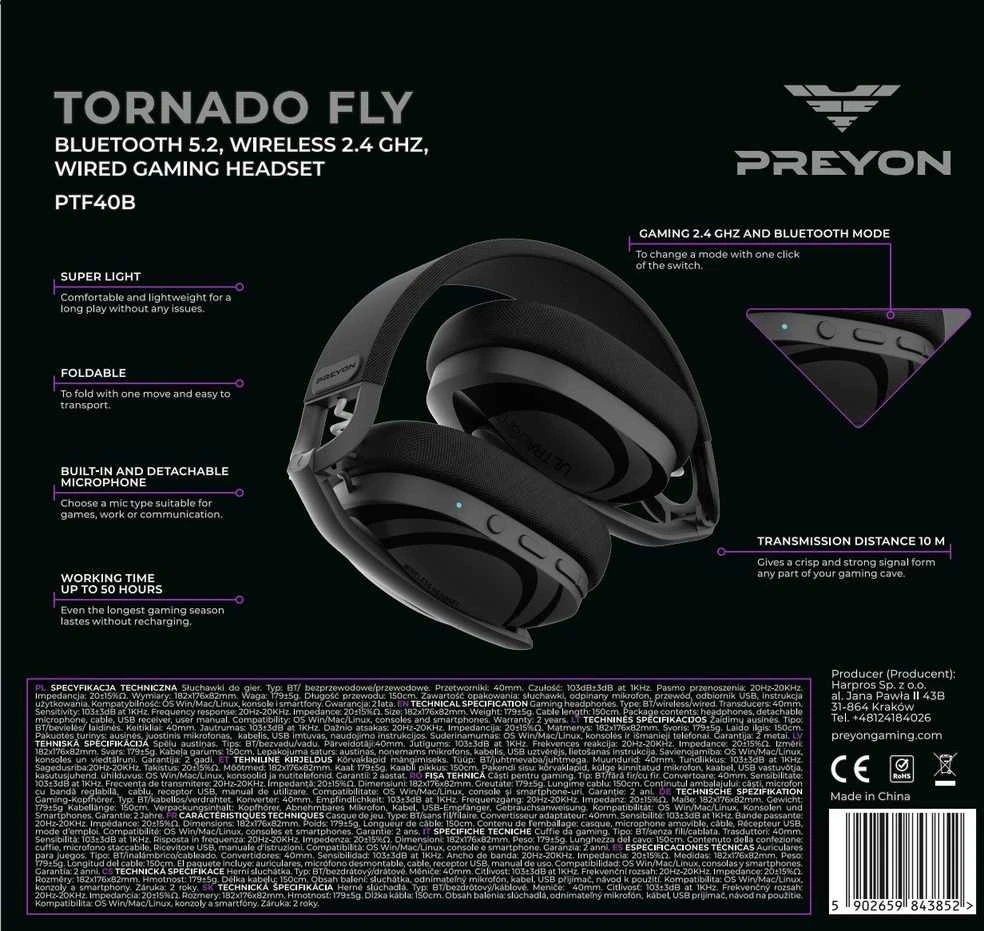 Preyon Tornado Fly techninių specifikacijų apžvalga