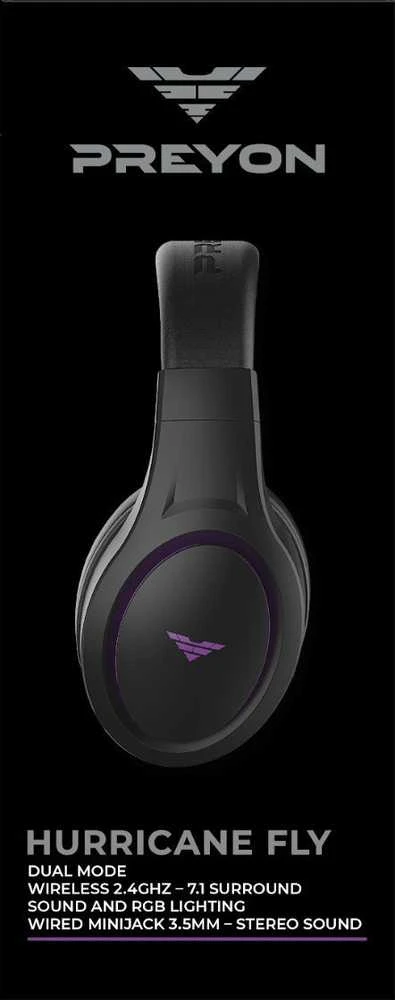 PREYON Hurricane Fly belaidės žaidimų ausinės (Juodos) | USB