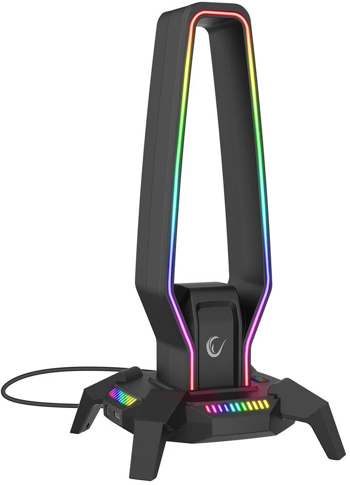 Rampage RM-H27 Stojak na ausinės IGRIS RGB USB, USB-C, juoda
