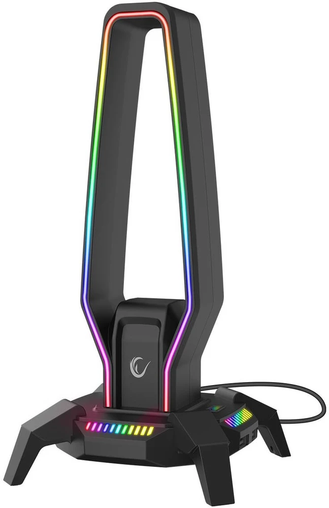 Rampage RM-H27 Stojak na ausinės IGRIS RGB USB, USB-C, juoda