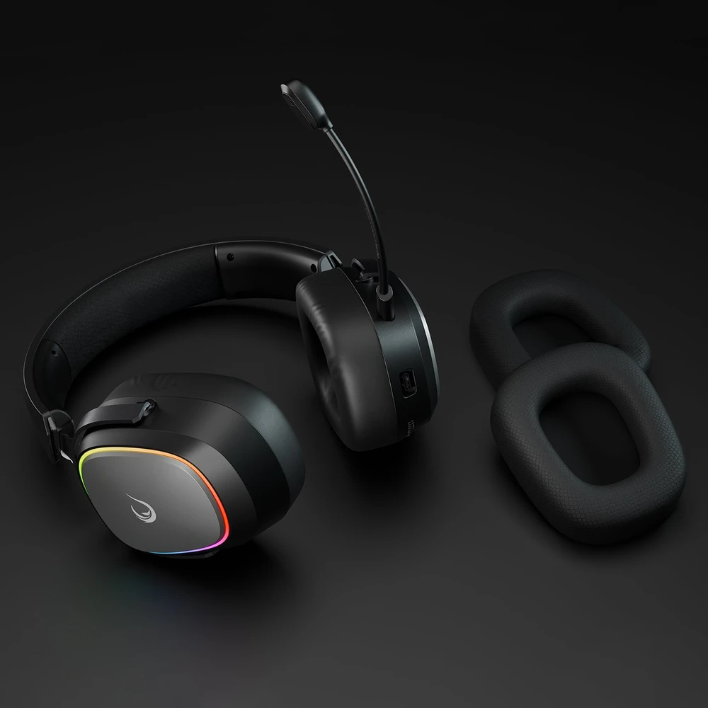 Ausinės su mikrofonu Rampage RETSU Juodos/Pilkos Belaidės 2.4G Bluetooth