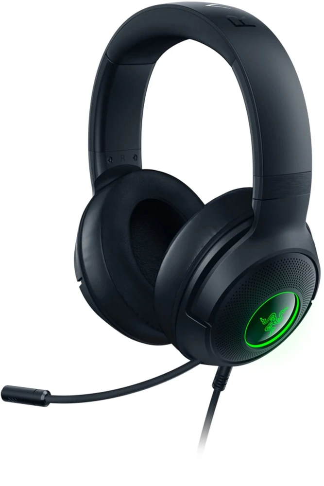 Razer Kraken V3 X RGB su šviečiančiu logotipu