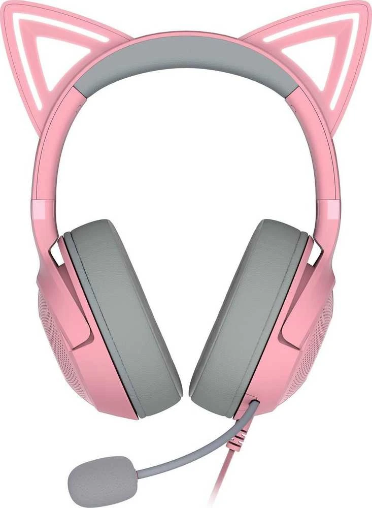 Razer Kraken Kitty V2 žaidimų ausinės, su laidu, mikrofonu, Rožinės spalvos
