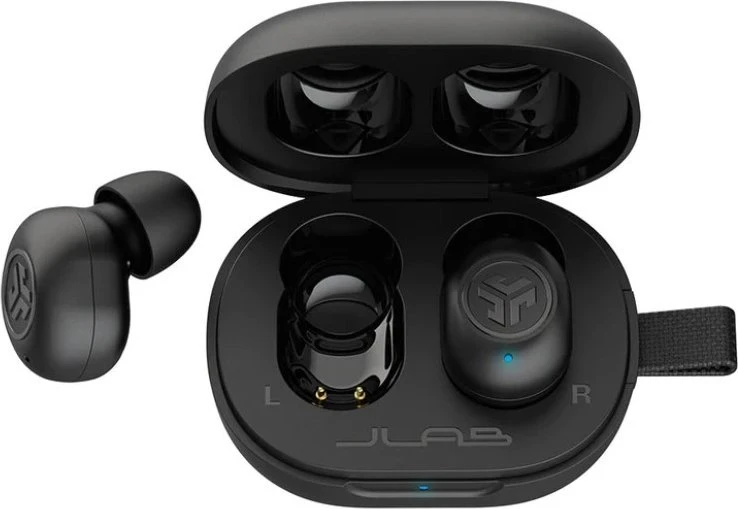 Jlab JBuds Mini True Belaidės Earbuds - juodos Bluetooth ausinės, integruotas mikrofonas