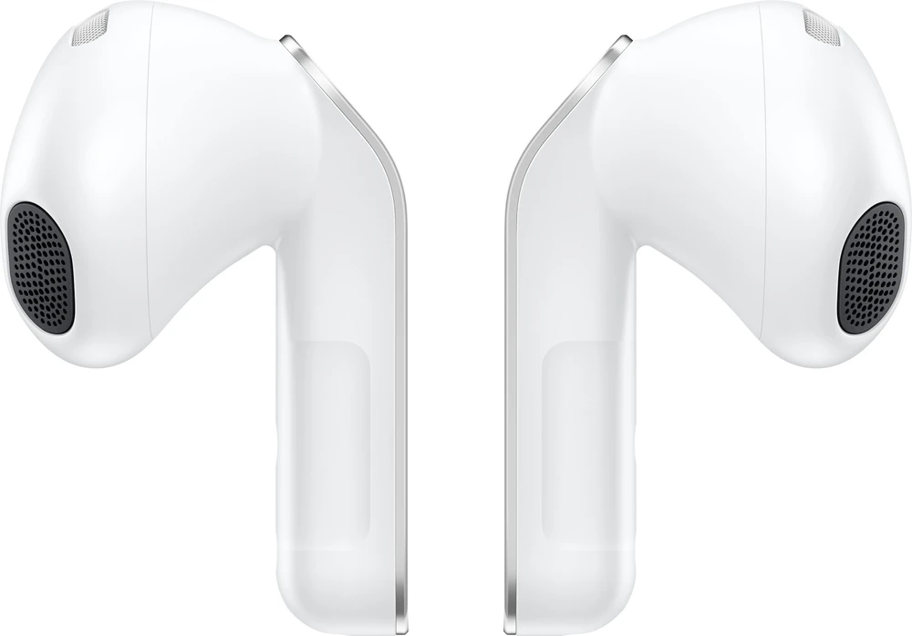 Ausinės Samsung „Galaxy Buds4 SM-R540“, baltos spalvos adaptyvus ANC, iki 6 valandų atkūrimo laikas, aiškus garsas su pastebimu gyliu dėl 11 mm garsiakalbių
