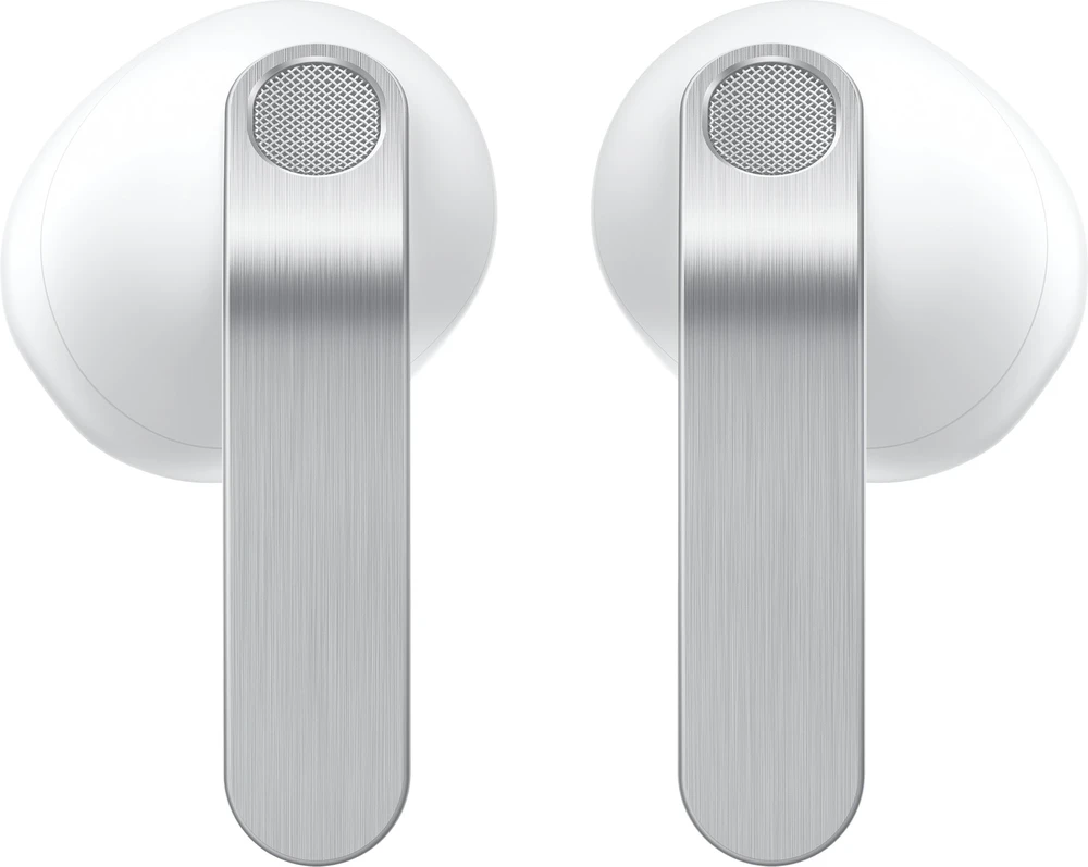 Ausinės Samsung „Galaxy Buds4 SM-R540“, baltos spalvos adaptyvus ANC, iki 6 valandų atkūrimo laikas, aiškus garsas su pastebimu gyliu dėl 11 mm garsiakalbių