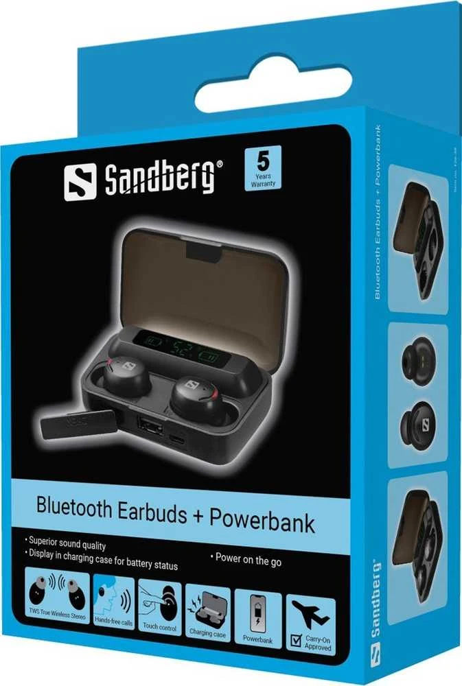 Ausinės Sandberg Belaidės Earbuds + Powerbank