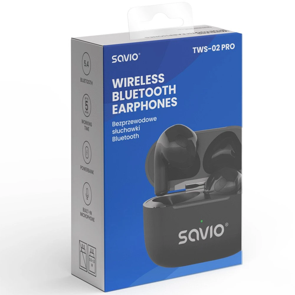 SAVIO TWS-02 PRO Belaidės Ausinės