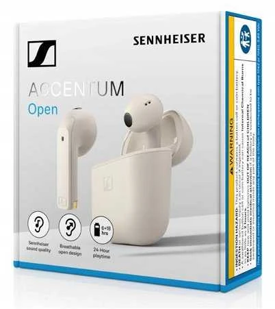 Belaidės ausinės Sennheiser Accentum Open, kreminė