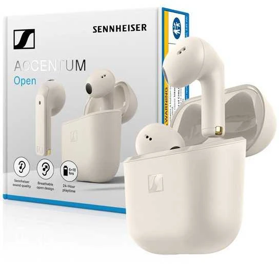 Belaidės ausinės Sennheiser Accentum Open, kreminė