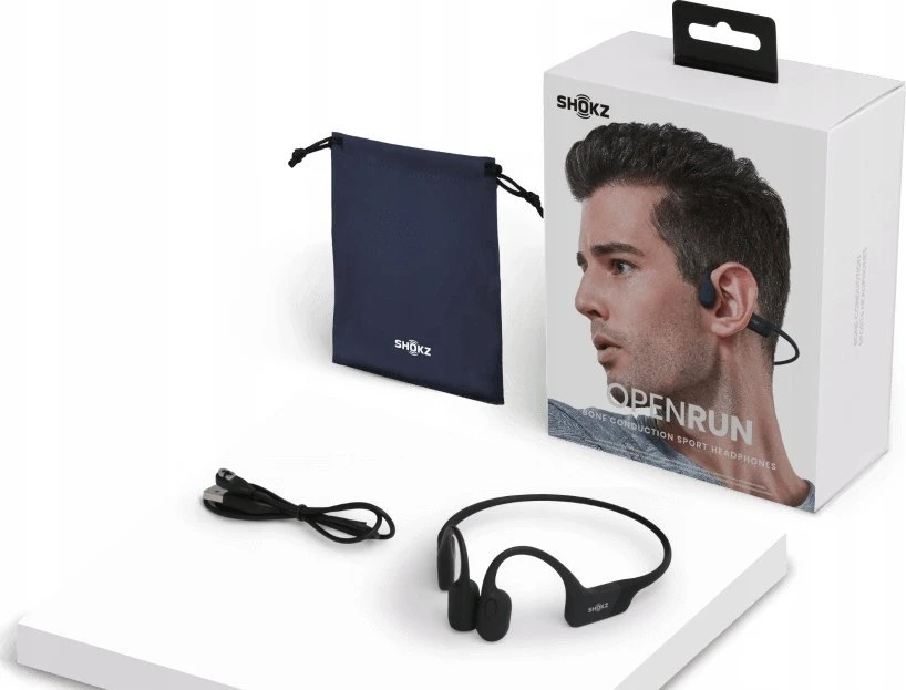 Ausinės Shokz Open Run, USB-C jungtis, Juodos spalvos