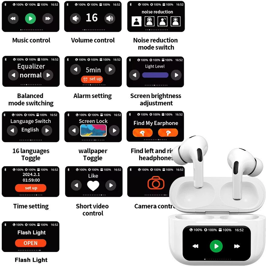 Ausinės Somostel Ausinės bluetooth Įstatomos į ausis (į ausis įkišamos tipo) ausinės Tws Lcd SMS-CK32
