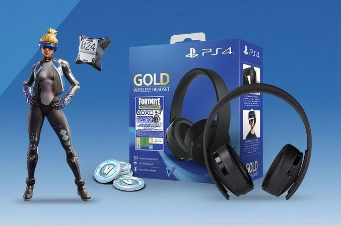 Belaidės ausinės Sony PlayStation Gold Wireless Headset, juodos + Fortnite Neo Versa bundle