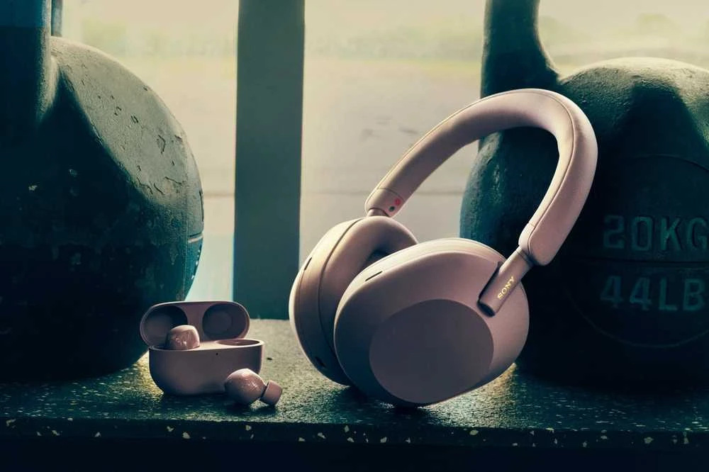 Belaidės ausinės Sony WH-1000XM5 su triukšmo slopinimo technologija, Rožinės