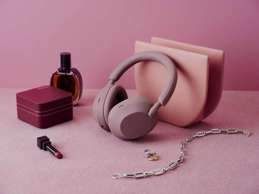 Belaidės ausinės Sony WH-1000XM5 su triukšmo slopinimo technologija, Rožinės