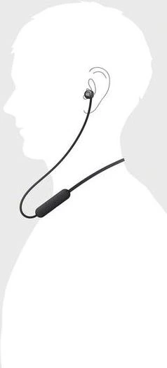 Belaidės į ausį įdedamos ausinės Sony WI-C310B su mikrofonu, Juodos