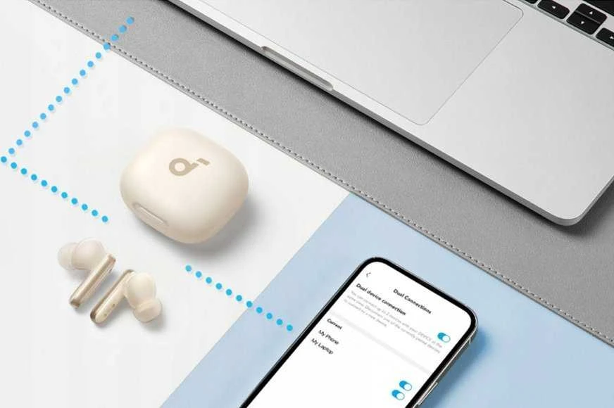 Anker Soundcore P40i sujungimo su dviem įrenginiais vizualizacija