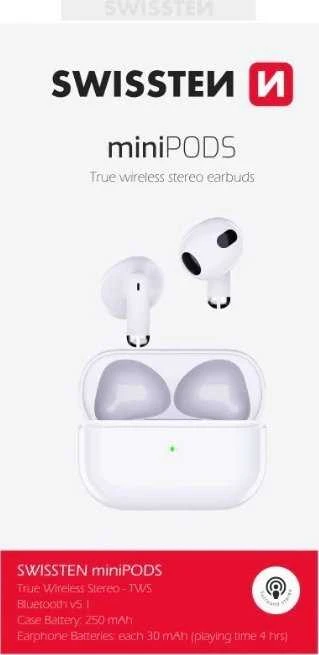 Swissten Ausinės Sourcing Mini Podss Baltas (54200200)