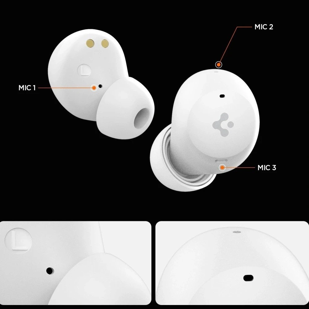 Spigen SA2401 ANC Pro belaidės ausinės – baltos spalvos