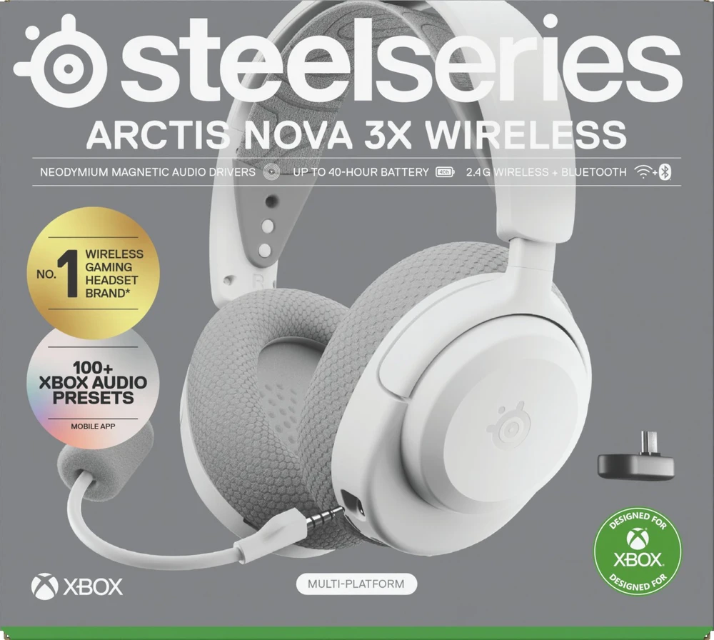 Steelseries Arctis Nova 3X belaidės žaidimų ausinės (balta)
