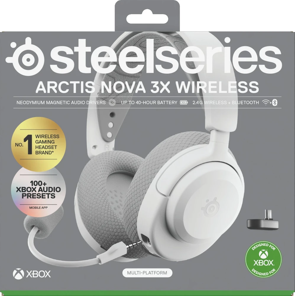 Steelseries Arctis Nova 3X belaidės žaidimų ausinės (balta)