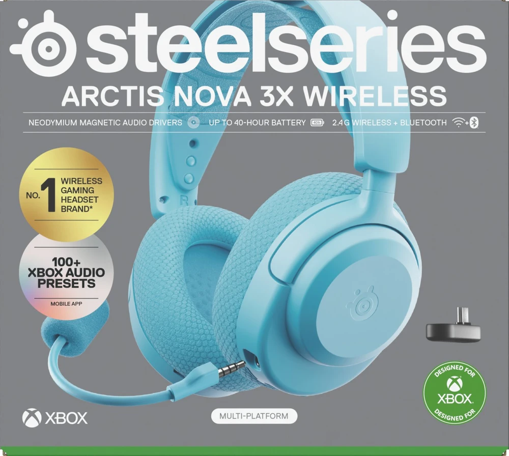 SteelSeries Ausinės Žaidimams | Arctis Nova 3XW | Bluetooth | Over-Ear | Mikrofonas | Noise canceling | Belaidės | Aqua
