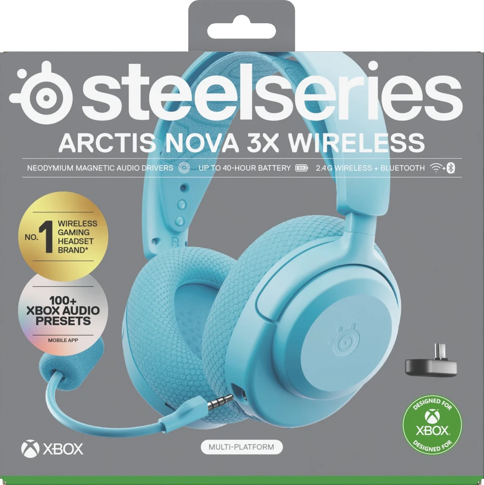 SteelSeries Ausinės Žaidimams | Arctis Nova 3XW | Bluetooth | Over-Ear | Mikrofonas | Noise canceling | Belaidės | Aqua