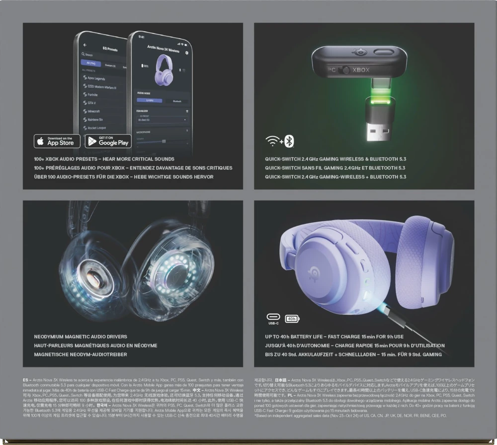 SteelSeries Ausinės Žaidimams | Arctis Nova 3XW | Bluetooth | Over-ear | Noise canceling | Belaidės | Lavender