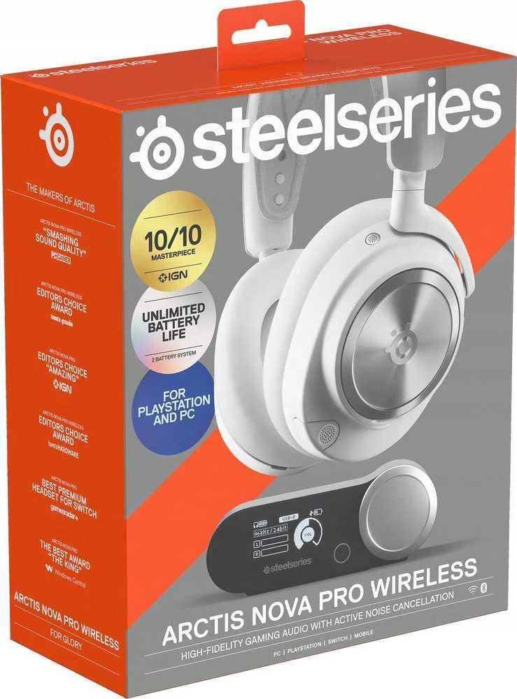 SteelSeries | Ausinės Žaidimams | Arctis Nova Pro | Bluetooth | Over-Ear | Noise canceling | Belaidės | Baltas