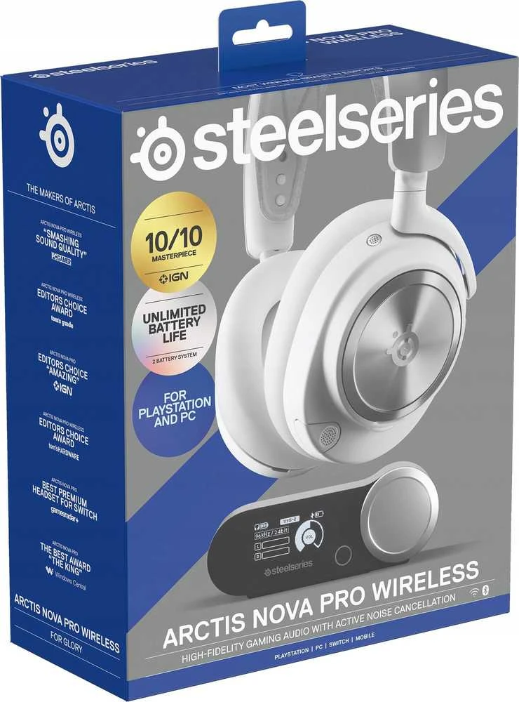 SteelSeries | Ausinės Žaidimams | Arctis Nova Pro P | Bluetooth | Over-Ear | Noise canceling | Belaidės | Baltas
