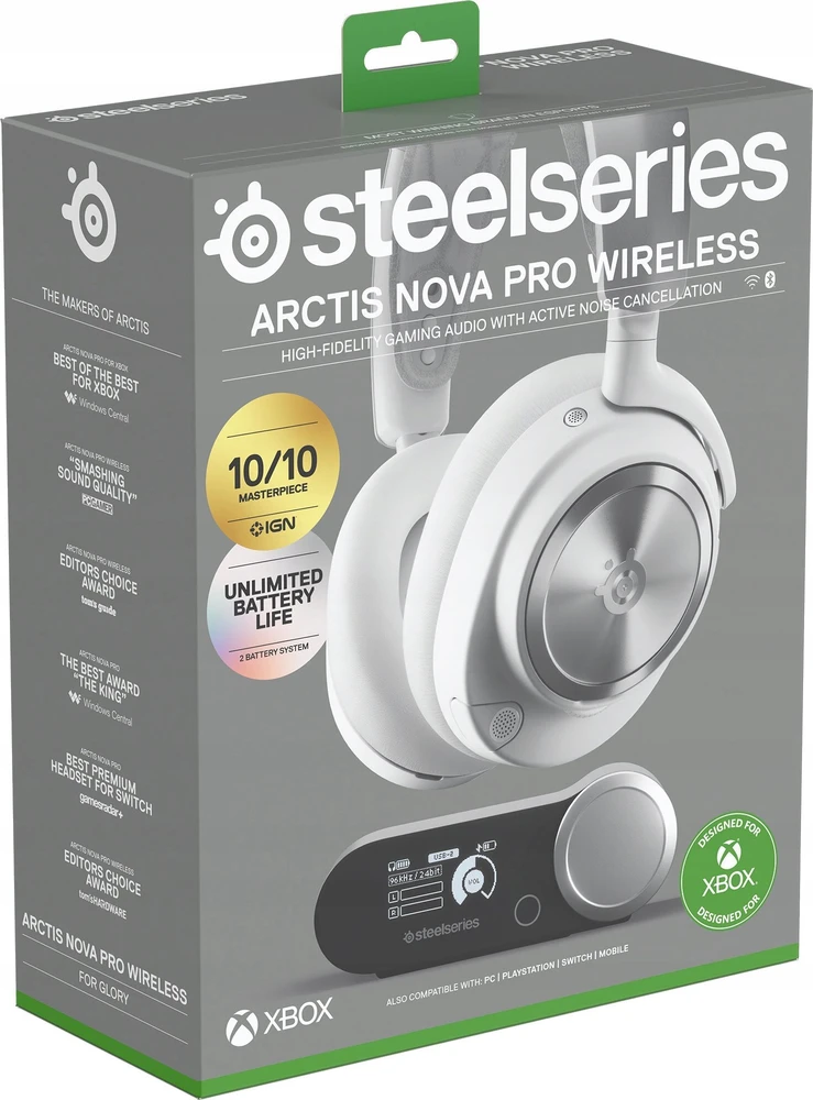 Belaidės žaidimų ausinės Steelseries Arctis Nova Pro Wireless X, baltos