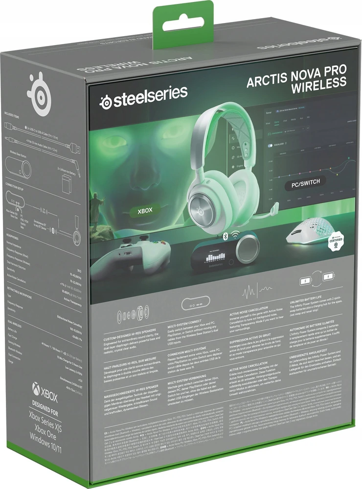 Belaidės žaidimų ausinės Steelseries Arctis Nova Pro Wireless X, baltos