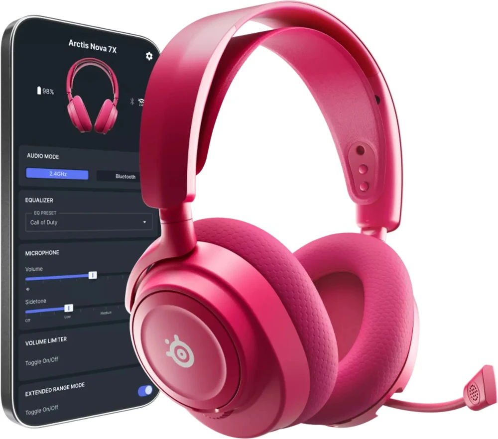 SteelSeries Ausinės Žaidimams | Arctis Nova 7X Gen 2 | Bluetooth | Over-Ear | Noise canceling | Belaidės | Magenta