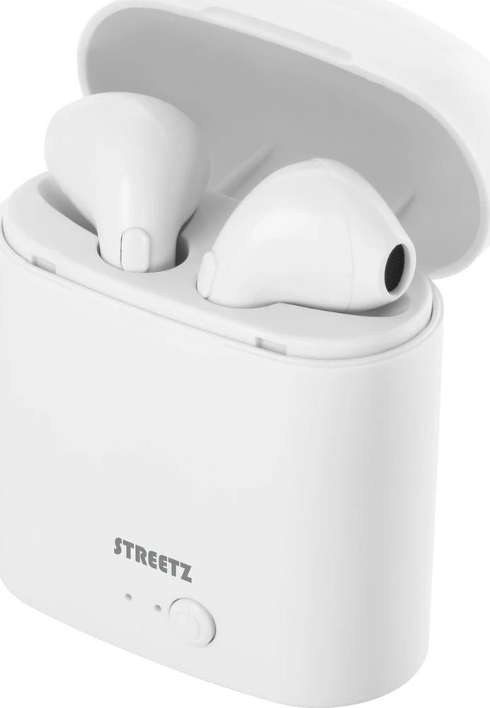 Ausinės STREETZ True Belaidės, 350 mAh su dėžute, BT5 baltos / TWS-0008