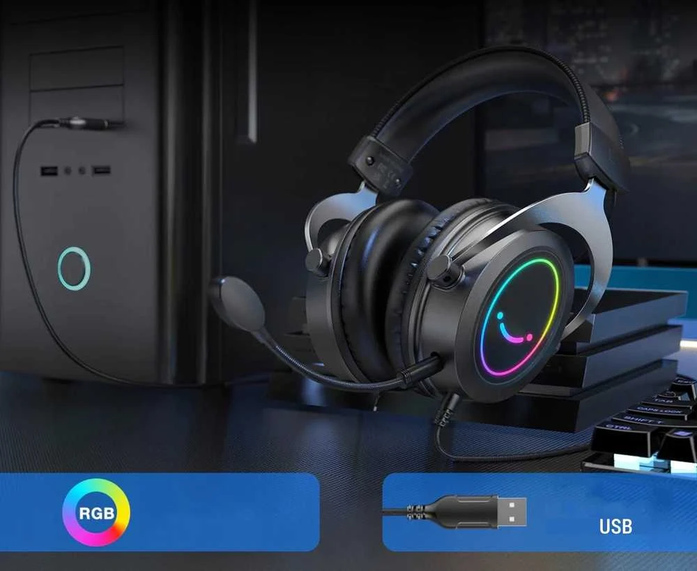 Fifine Microphone Ausinės studijinės su lankeliu ant galvos Fifine H3 AmpliGame RGB