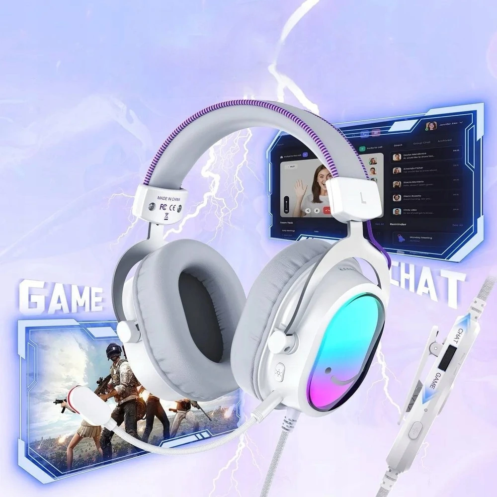 Fifine Microphone Ausinės studijinės su lankeliu ant galvos Fifine H16W 7.1 Baltas RGB