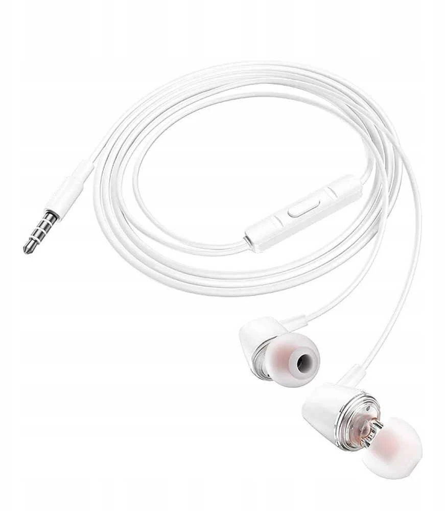 HOCO laidinės ausinės Jack 3,5 mm su mikrofonu M107 baltos spalvos