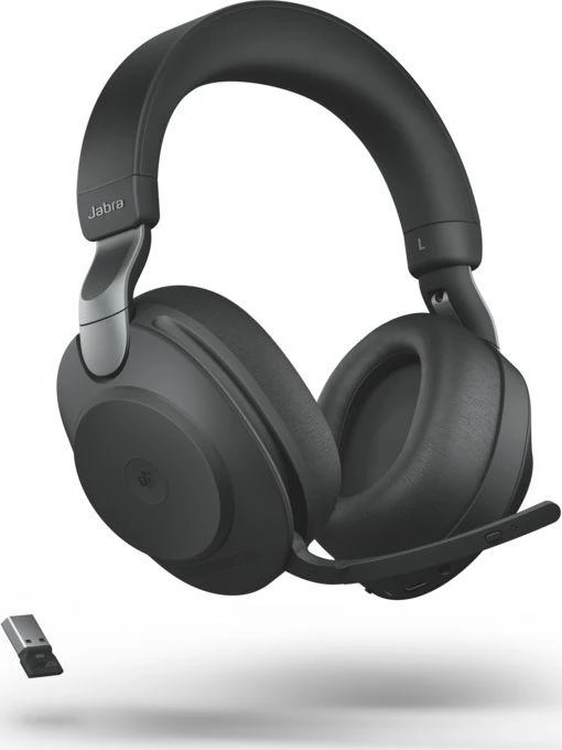 JABRA Evolve2 85 MS Stereo Ausinės full size Bluetooth belaidės su laidu aktyvus triukšmo slopinimas 3.5 mm noise isolating juodas MS Te