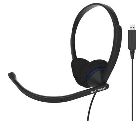 Koss | Ausinės | CS200 USB | su laidu | Ant ausų uždedamos | Mikrofonas | Juodas