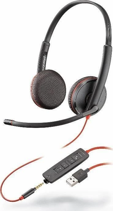 Plantronics Poly BLACKWIRE,C3225 USB-A Poly USB-A Ausinės Su mikrofonu Juodas USB Type-A su laidu