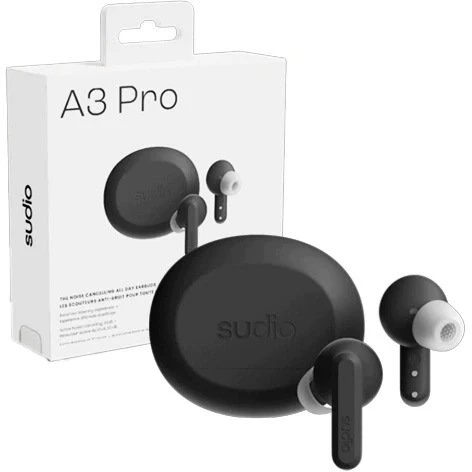 Ausinės Sudio Earbuds | A3 Pro | Bluetooth | į ausis įkišamos | Mikrofonas | Cloudy Juodas | Noise canceling