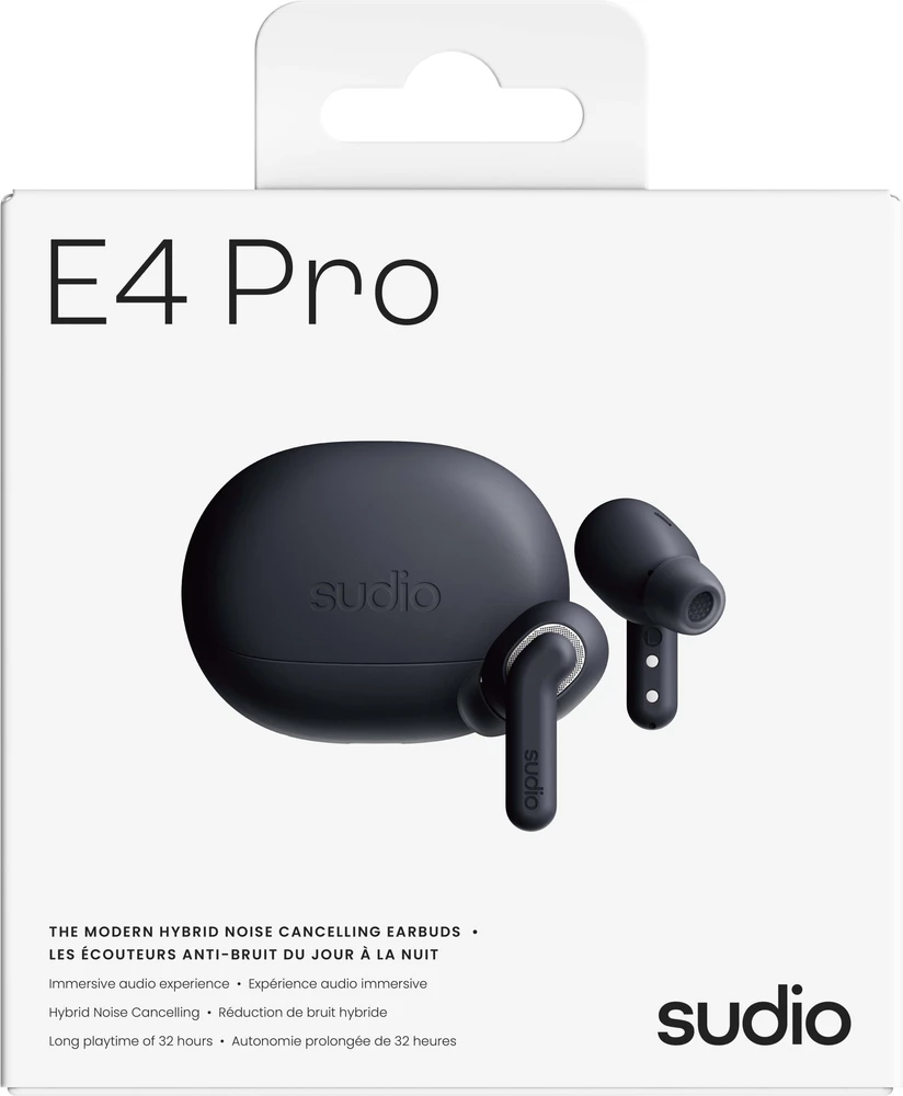 Sudio Ausinės | E4 Pro | Bluetooth | Į ausis kišamos | Mikrofonas | Vidurnakčio juoda | Triukšmo slopinimas | Triukšmo mažinimas