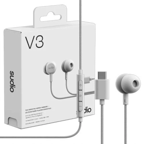 Ausinės Sudio Earbuds | V3 | USB-C | į ausis įkišamos | Mikrofonas | Pilkas Baltas