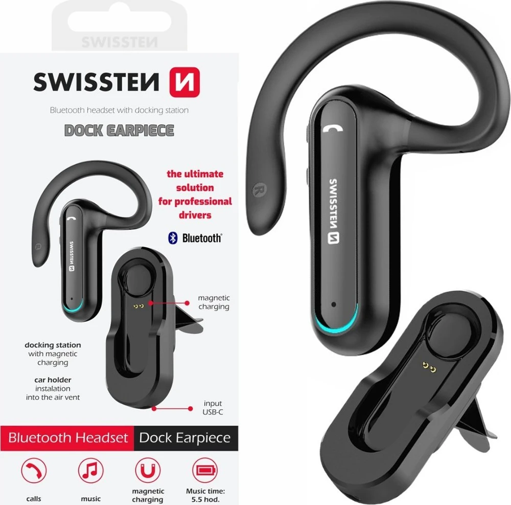 Ausinės Swissten Dock Earpiece Juodas (51204000)