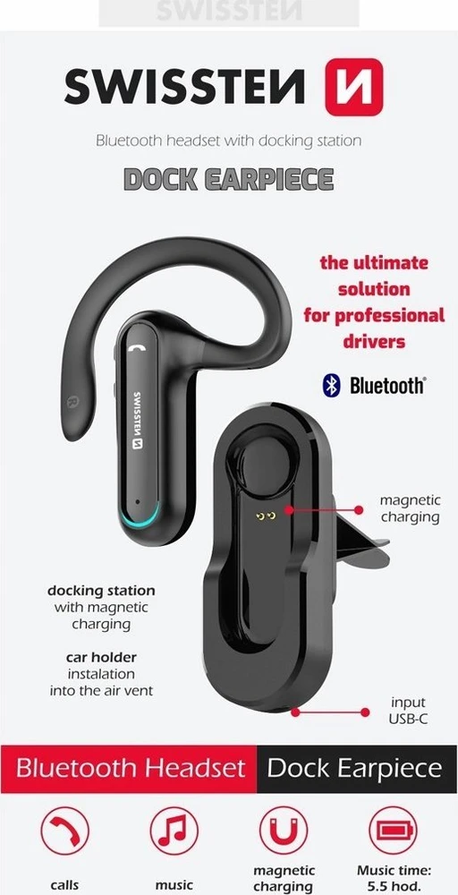 Ausinės Swissten Dock Earpiece Juodas (51204000)